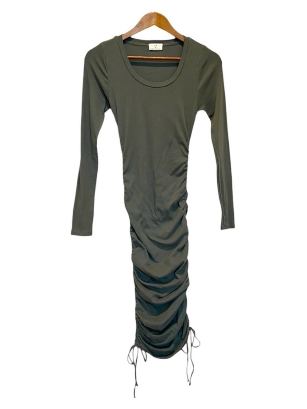 t.la Dress Long Sleeve Ruched Green Size Small Cotton Blend